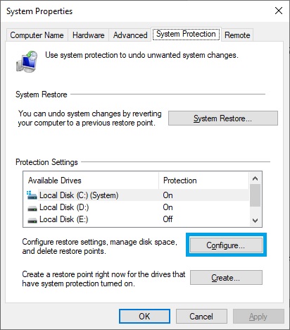 ریستور ویندوز یا restore points