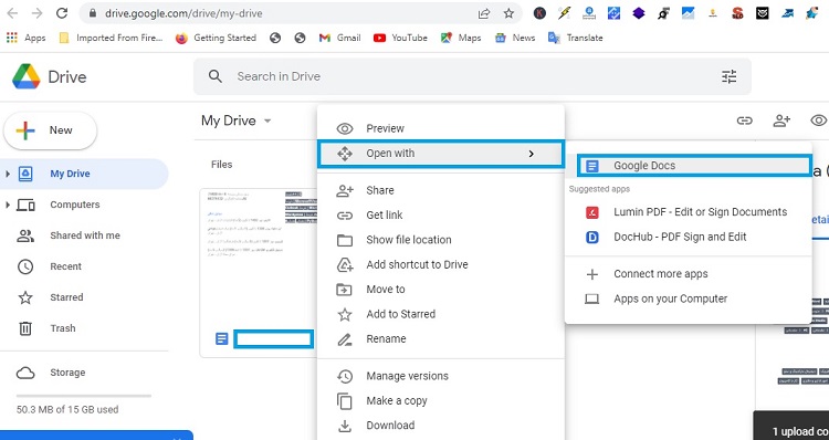 ویرایش PDF در Google Docs
